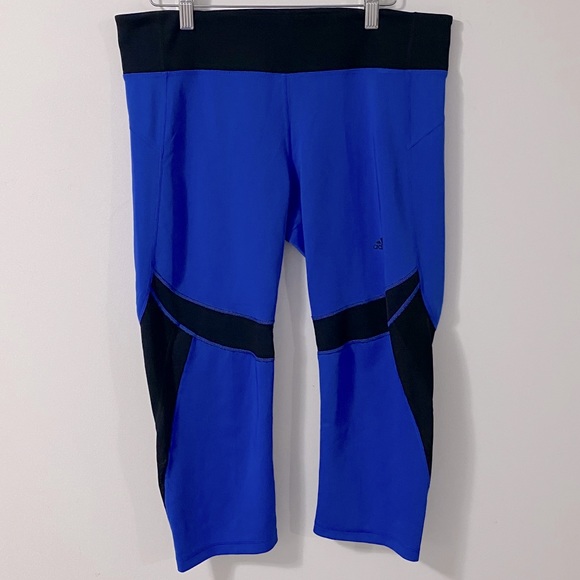 Adidas Black and Blue Cropped Legging LARGE - Picture 5 of 5